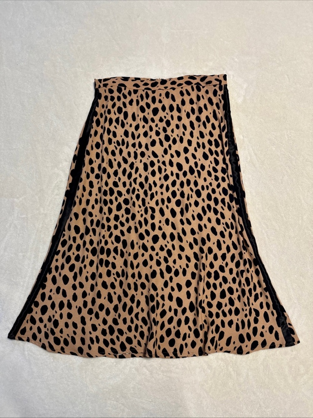 Reformation Tan and Black Leopard Print Midi Skirt